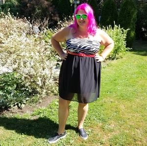 Torrid strapless black and zebra print dress